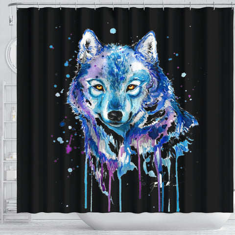 Image of Watercolour Wolf Shower Curtain