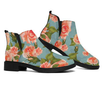 Vintage Floral Blue - Suede Boots