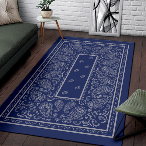 Image of Blue and Gray Bandana Area Rugs - Fitted