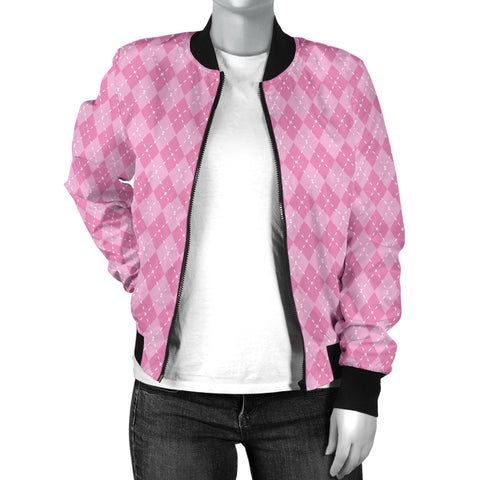 Image of Pink Argyle Women's Bomber Jacket