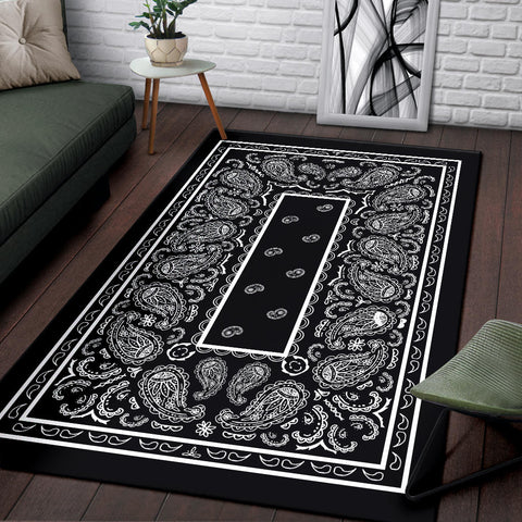 Image of Black Bandana Area Rugs - Fitted