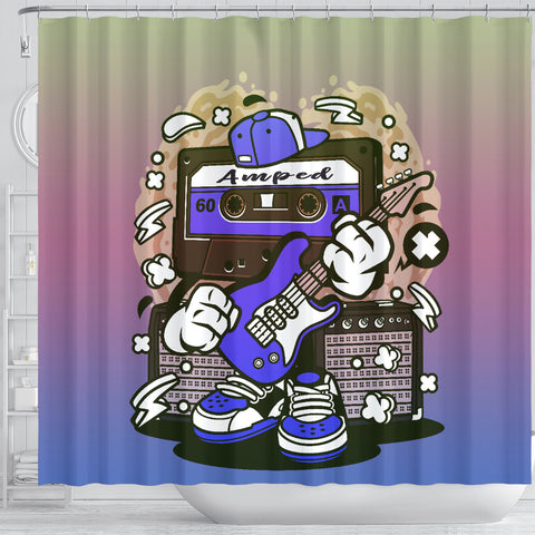 Amped Guitar Shower Curtain for Musicians and Music Freaks