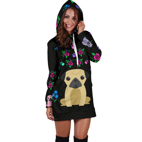 Charming Pugs Hoodie Dress with Cute Pug Dogs