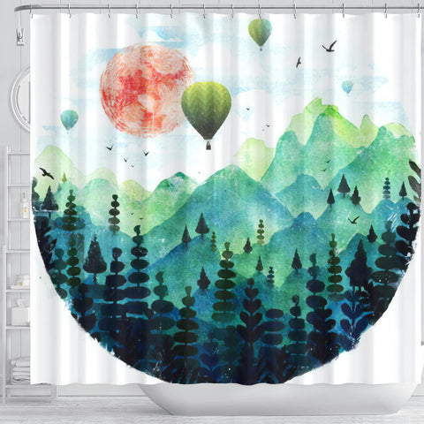 Image of Hot Air Balloons over the Valley Shower Curtain