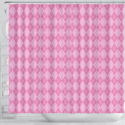 Pink Argyle Shower Curtain