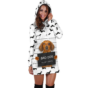 Bad Doxie Dog - Cute Dachshund Hoodie Dress For Women