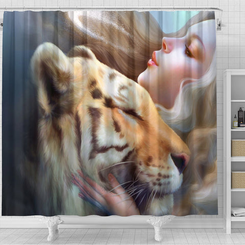 Image of Lion Kiss Shower Curtain