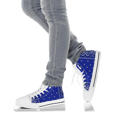Image of Blue Crip Bandana Style High Top Sneakers
