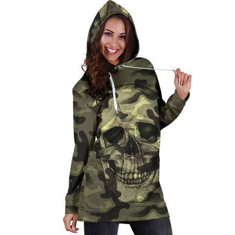 Camo Skull Hoodie Dress Camouflage with Skulls