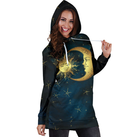 Image of Gold Sun and Moon Hoodie Dress
