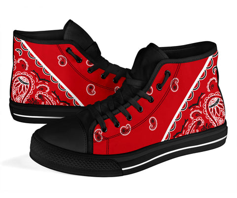 Image of No Box Classic Red Bandana High Top Sneakers