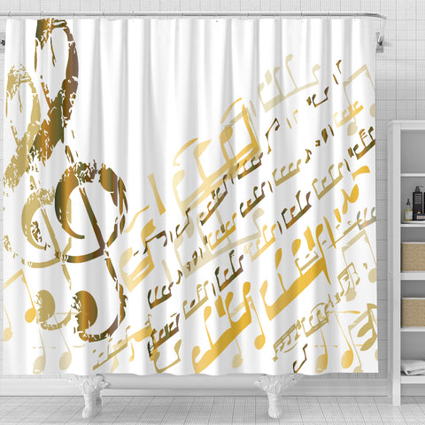 Image of Golden Music Notes Shower Curtain