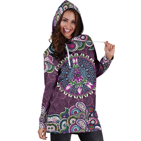 Image of Purple Peace Mandala Hoodie Dress