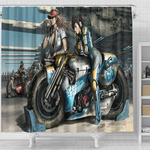 Image of Fantasy Motorbike Girls Shower Curtain