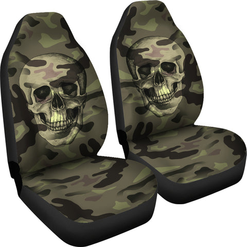 Image of Camo Skull Car Seat Covers Camouflage with Skulls