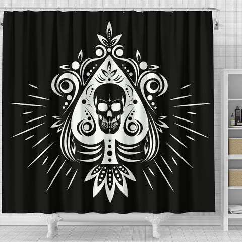 Image of Skull Tattoo Design Black Shower Curtain