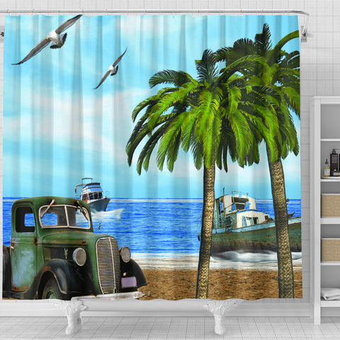 Truck and Palm Shower Curtain