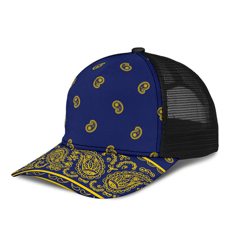 Image of Blue and Gold Bandana All Over Mesh Back Cap