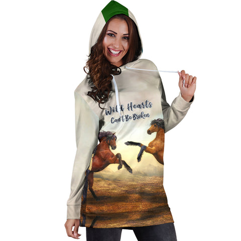 Wild Hearts Can't Be Broken Hoodie Dress for Horse Lovers