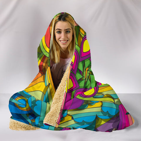 Image of Psychedelic Pop Art Pattern Hooded Blanket