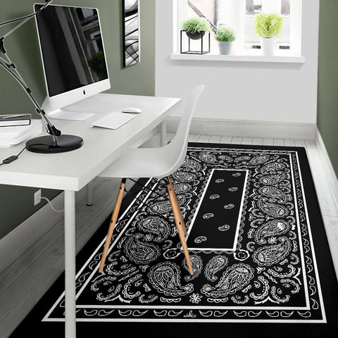 Image of Black Bandana Area Rugs - Fitted