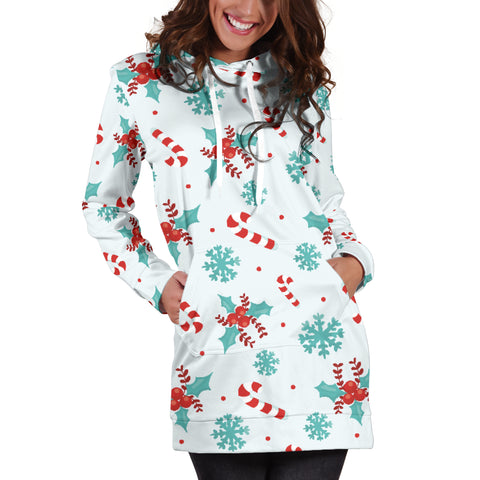Image of Candy Cane Blue Hoodie Dress