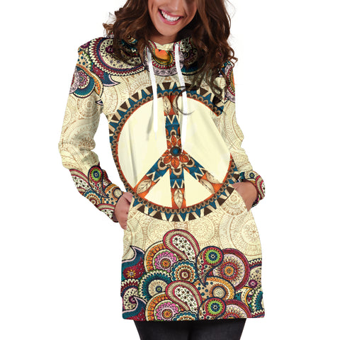 Peace and Mandala Hoodie Dress