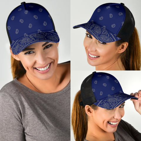 Image of Blue and Gray Bandana All Over Mesh Back Cap