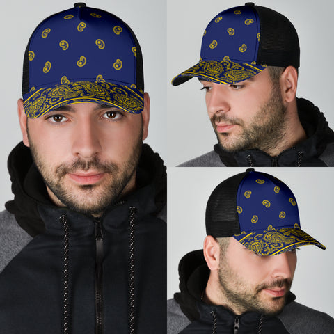 Image of Blue and Gold Bandana All Over Mesh Back Cap