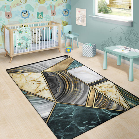 Image of Faux Marble Geometric Rug