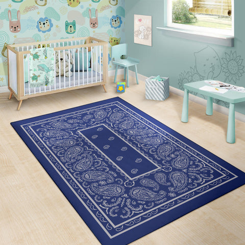 Image of Blue and Gray Bandana Area Rugs - Fitted