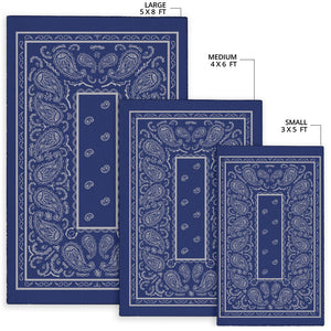 Blue and Gray Bandana Area Rugs - Fitted