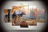Deer In Forest Hunters 5-Piece Wall Art Canvas - Spicy Prints